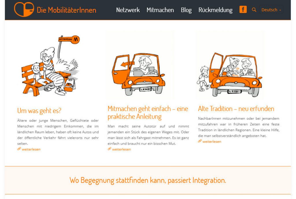 Thumbnail der Webseite der MobilitäterInnen
